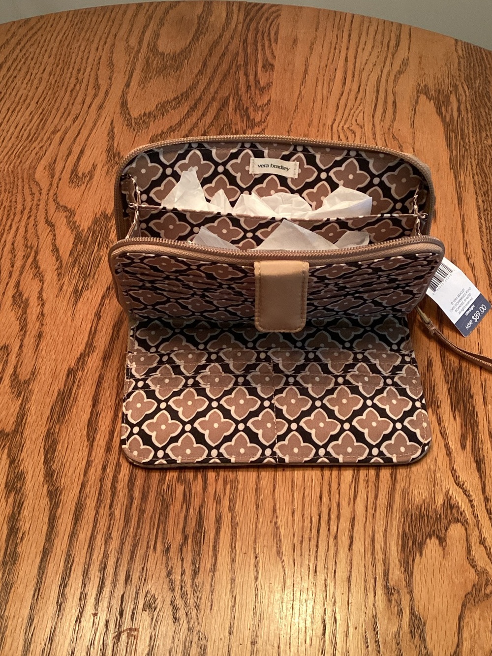 Vera Bradley Brown Geo-Print Wristlet Clutch